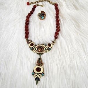 Heidi Daus Beaded Necklace/Choker & Ring set - Royalty